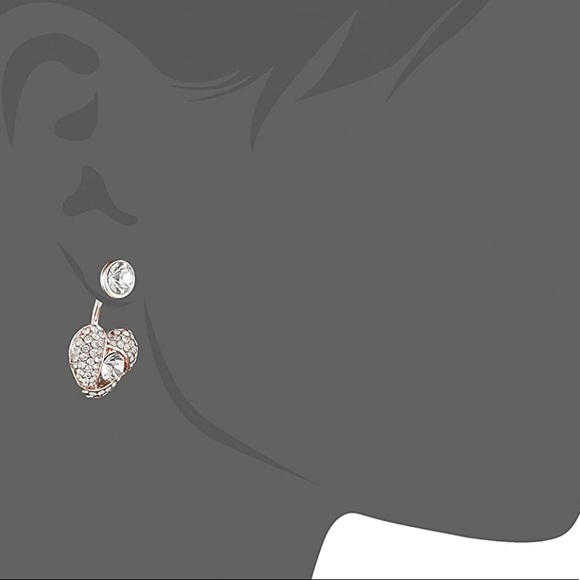 New Betsey Johnson Pave Heart Front & Back Earrings - Picture 2 of 10